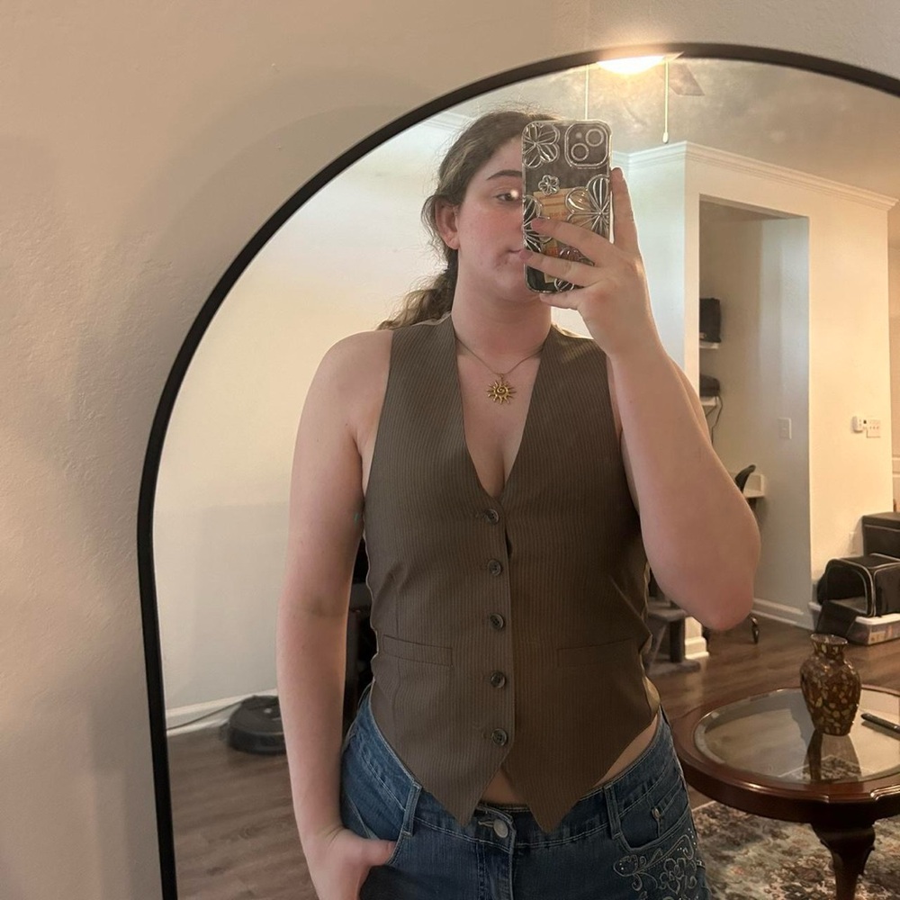 Brown Stripe Vest Top